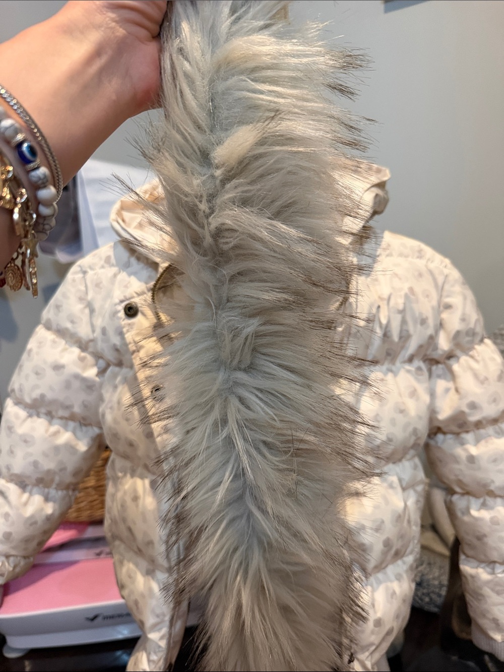 Appaman Cream Puffer Jacket with Faux Fur Trim - Picture 2 of 6